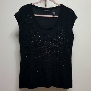 New York & Co. Sparkly Black Tee Large